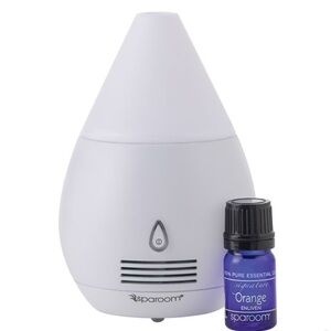 Spa Room White Essential Oil Diffuser & Bonus Orange Essential Oil Blue Bottle